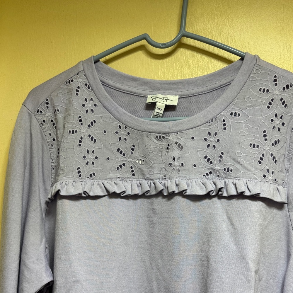 Jessica Simpson Light Purple/Lavender Eyelet Ruffle Sweatshirt - Picture 10 of 10